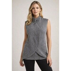Cividini 100Cashmere Sweater Vest Womens 46 Gray Italian Luxury Knit Sleeveless